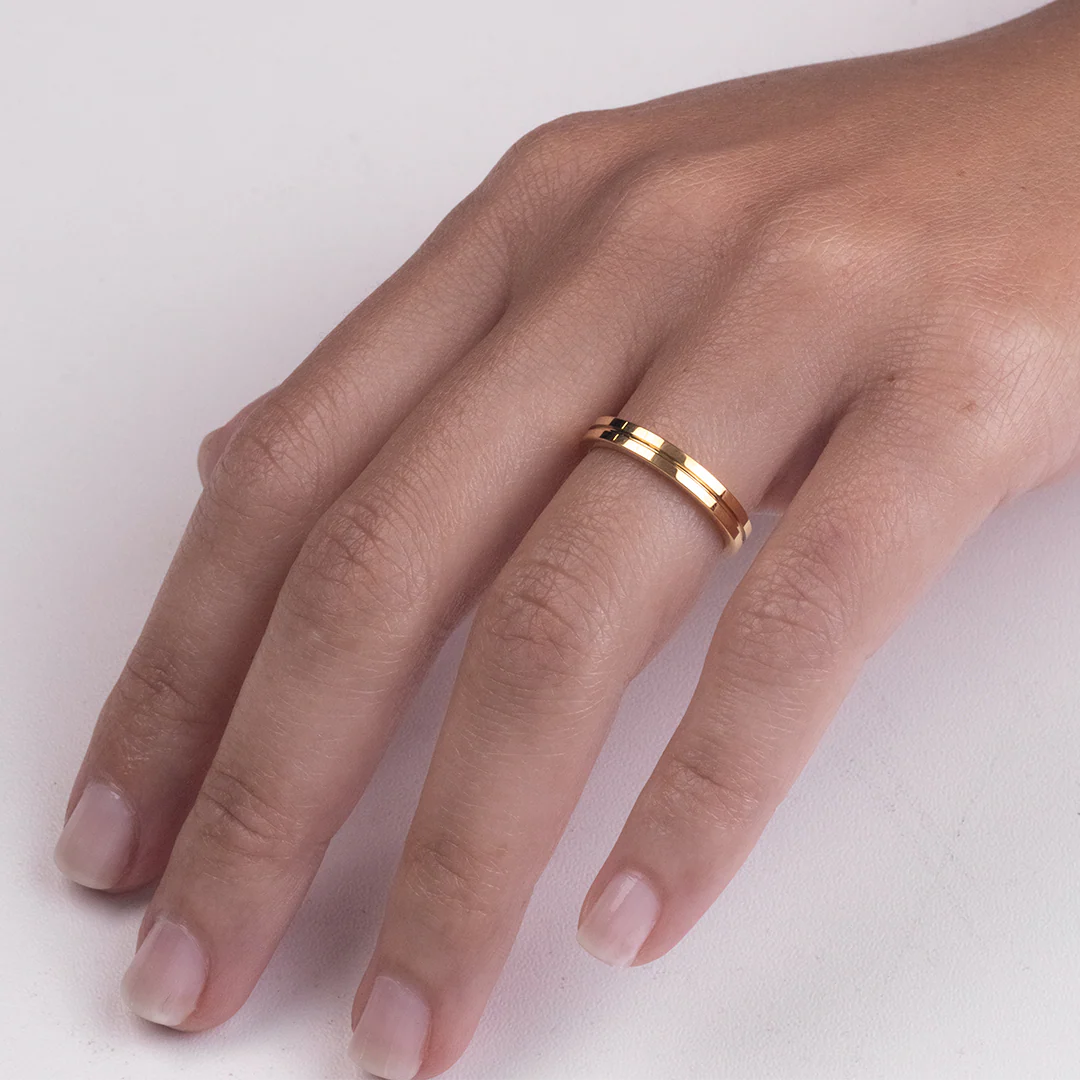 Aliança de Tungstênio Paris Ouro Brilho 3mm - Image 3